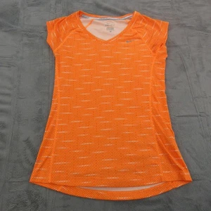 Nike Dri-Fit Running Shirt Womens XS Orange Lightweight Athletic Reflective Top - Picture 1 of 12