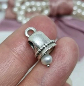 Genuine Pandora Wedding Bell White Pearl Dangle Charm π 925 ALE R34 - Picture 1 of 7