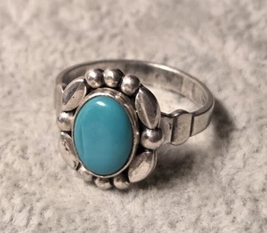 Vintage signierter Indianer Türkis Sterling 925 Ring 2,80 Gramm Größe 4,5 - Bild 1 von 14