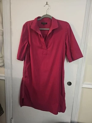 Lafayette 148  New York Shirt Dress Women Size S Burgundy. - Image 1 of 4