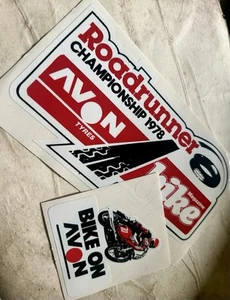 2 x Classic AVON Motorcycle Tyre Roadrunner 1978 Decals Stickers Triumph Norton - Picture 1 of 3