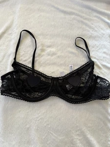 FUORI DA SOTTO Urban Outfitters Reggiseno in Pizzo Nero Xl Cuori Sexy - Foto 1 di 9