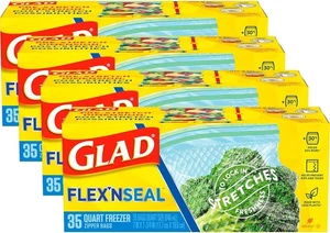 GladFlex'N Seal Gefrierschrank Aufbewahrung Plastiktüten 35 Stück 4er Pack Paket kann variieren - Bild 1 von 5