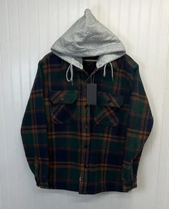 BLANKNYC Flannel Plaid Shacket With Removable Hood Sz L - Bild 1 von 7