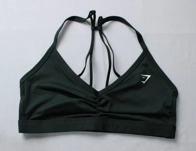 Sujetador deportivo ligero con tiras acanaladas Gymshark para mujer DH3 verde mediano nuevo con etiquetas Foto 1 de 4