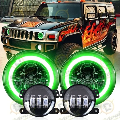 Par de faros LED redondos de 7 pulgadas aptos para Hummer H2 2003-2009 + luces antiniebla de 4 pulgadas A Foto 1 de 4