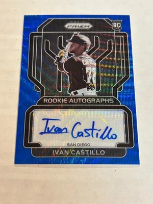 2022 PANINI PRIZM IVAN CASTILLO 48/50 BLUE WAVE ROOKIE AUTO PADRES SP JQ1 - Image 1 of 2