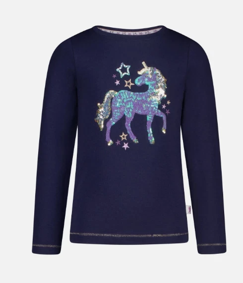 55520138460 Salt & Pepper Mädchen Langarmshirt blau Einhorn NEU Gr. 92 - 146