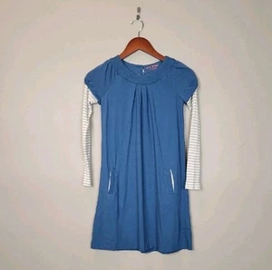Mini Boden Blue Cotton Dress With Attached Striped Shirt 11-12 Yrs. - Picture 1 of 12