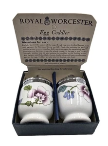 Vintage Royal Worcester Egg Coddlers x2 motif Astley boîte d'origine Angleterre - Photo 1/15