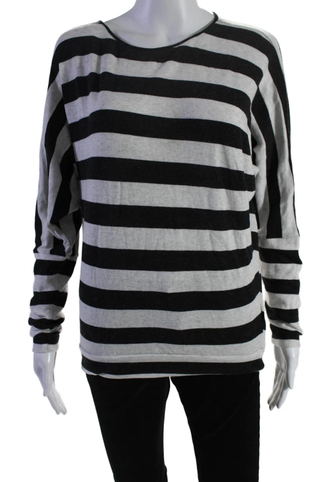 Top gris manga larga a rayas de algodón a rayas con cuello redondo talla XS de La't By L'Agence para mujer Foto 1 de 4