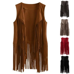 Hippie Jacken Fransen Weste Damen Vintage 60er 70er Jahre Karneval Kostüm Neu - Bild 1 von 15