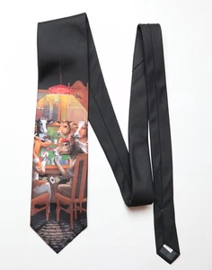 COWS PLAYING POCKER 1996 VINTAGE NECK TIE CRAVAT RALPH MARLIN MADE IN USA ADULT - Picture 1 of 7