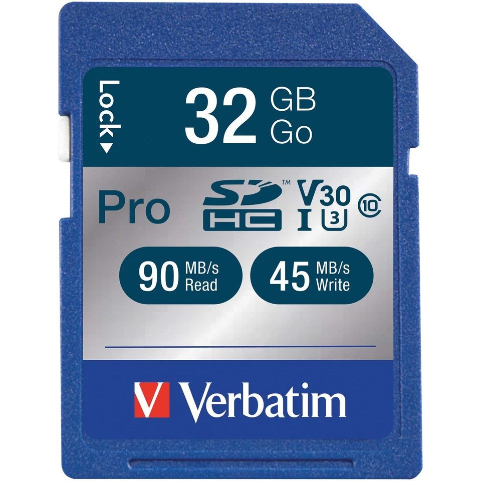 VERBATIM® Pro 600x 32-GB SDHC Memory Card, UHS-I V30 Class 10, 98047 - Image 1 of 1