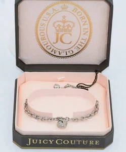 Juicy Couture Silver Plated Chain Sparking Heart Charm Bracelet NIB - Picture 1 of 9