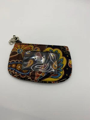 Monedero de tela Vera Bradley con ventana de identificación y llavero clip patrón cachemir 5 Foto 1 de 4