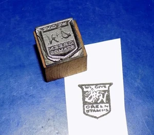 Vintage "S&H Green Stamps" Wood & Metal Letterpress Printers Block - Picture 1 of 2