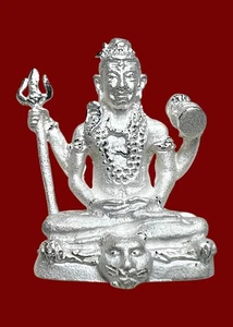 Shiva Bronze Silver Cover Statue Thai Amulet Hindu God Wealth Protection Luck - Picture 1 of 11