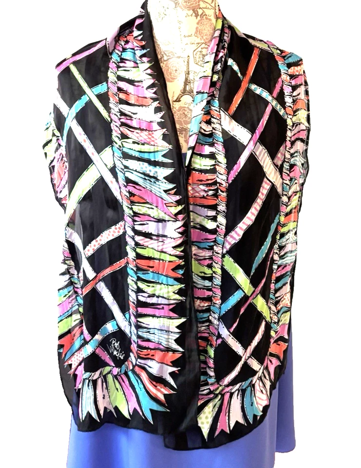 Bob Mackie Silk Scarf Wearable Art Vintage scarfs Christmas gift idea - Image 1 of 4