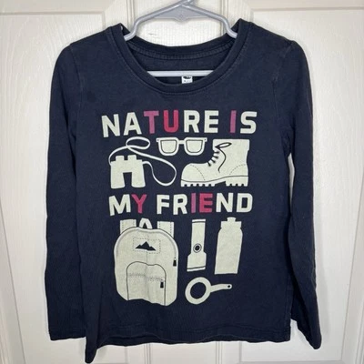 Tea Collection Girls Nature is my Friend long SleeveTop Size 5 Navy Outdoor - Image 1 of 4