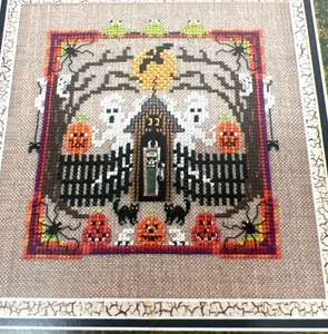 Just Nan Ghastly Ghostly Halloween Cross Stitch Chart W/ Ghost Box Charm - Picture 1 of 4
