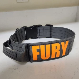 Tactical 2" K9 Gray Dog Collar With Handle, Name Patch quick side release buckle - Picture 1 of 7