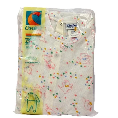 Pijama CARTERS Vintage con patas para niños pequeños 3 años pesado poli para dormir NUEVO sellado Foto 1 de 4