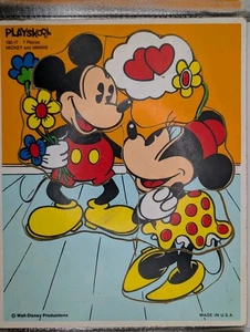 Vintage Playskool Wooden Puzzle - Mickey & Minnie Mouse - Walt Disney  - Picture 1 of 4
