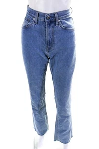 Helmut Lang Womens Light Wash High Rise Raw Hem Flare Jeans Blue Size 25 - Picture 1 of 6