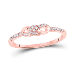 10K Rose Gold Womens Round Diamond Knot Stackable Band Ring 1/6 Cttw - Picture 1 of 2