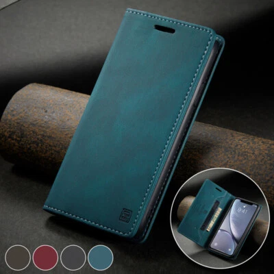 Magnetic Wallet Case Leather Flip Cover for iPhone 16e/16/15/14/13/12/11 XR SE 8 - Image 1 of 4