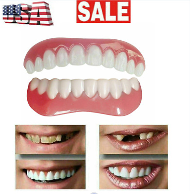 2Pcs Silicone Upper Lower False Teeth Dental Veneers Dentures Smile Fake Tooth • 6.63$