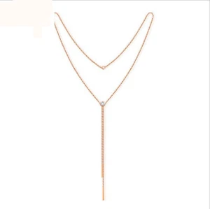 Collar clavicular de suma colgante de cadena larga para dama #95372 - Imagen 1 de 6