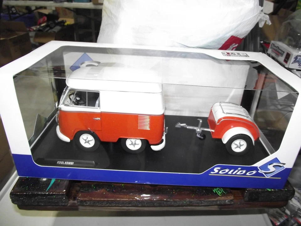 Solido 1/18 Volkswagen Kool Kombi with trailer orange & white NIB - Image 1 of 1