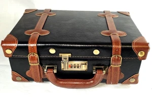 Rare UNIVERSAL TROTTER Carry On Suitcase Briefcase Overnight Case Black Brown - Picture 1 of 13