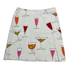 Retro Cocktail Martini Drink Glass Skirt White Size 12 by Randi M 60s Style