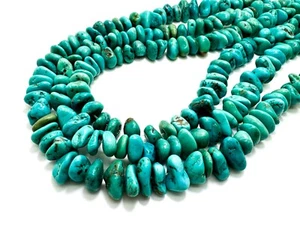 Natural Genuine Blue Arizona Turquoise Smooth Chips Nugget Gemstone Beads PGS403 - Picture 1 of 3