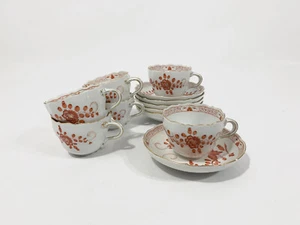 6x Meissen Indian Flower Red Coffee Cups & Saucers Set - Picture 1 of 19