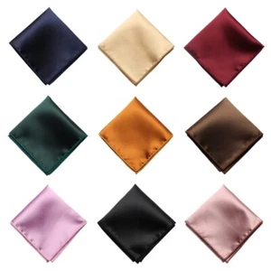 Men Solid Pocket Square Handkerchief Wedding Party Formal Business Suit Hanky - Picture 1 of 12
