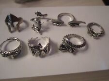 LOT OF 7 METAL RINGS - DRAGON DESIGNS AND OTHERS - SIZES FROM 5 TO 10- BBA-27