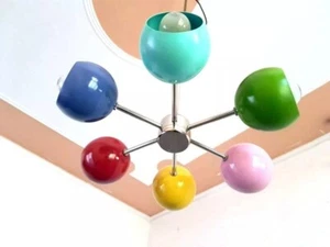 Mid century design Eyeball shade chandelier Customized color 6 arms Brass Light - Picture 1 of 6