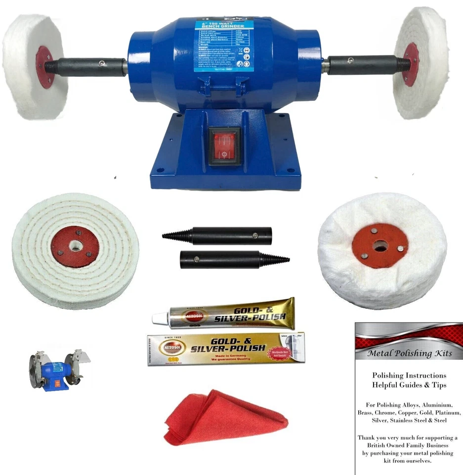 Jewellery Polisher Polishing Machine 150W 4" Autosol Polishing Kit - 4 Options