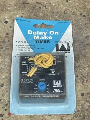 Wagner ADM-2 HVAC Timer Delay On Make Timer 0.1~8 Minutes TD69, ICM102, QD-068