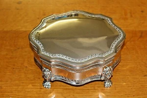 Antique Regency Style Heavy Silver Plate Trinket Jewellery box Lion Claw Feet - Picture 1 of 12