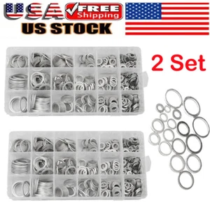 900X/2 Set Oil Drain Plug Crush Gaskets Washer Sealing O-Ring Assortment Kit HOT - Picture 1 of 8