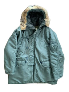 Vintage N3B Jacket Nylon Flying Mans Twill Cold Weather Parka USAF Mens Medium - Picture 1 of 12