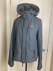 Abercrombie & Fitch Girls Youth outwear Fleece Lining Jacket Charcoal/pink- L - Picture 1 of 22