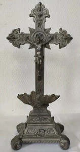 Rare Ancien Crucifix Avec Bénitier H 29,5 Cm Objet De Dévotion Début XXème... - Imagen 1 de 6