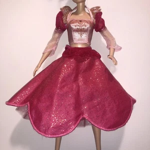 Barbie Puppe Kleidung - 2-teilig Kleid-Blütenblatt Rock mit funkelndem & Puff durchsichtigem Arm - kurzes Top - Bild 1 von 7