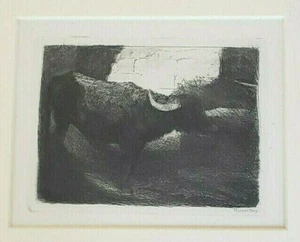 Grabado Vincent Bury "Bull" blanco y negro - Imagen 1 de 6